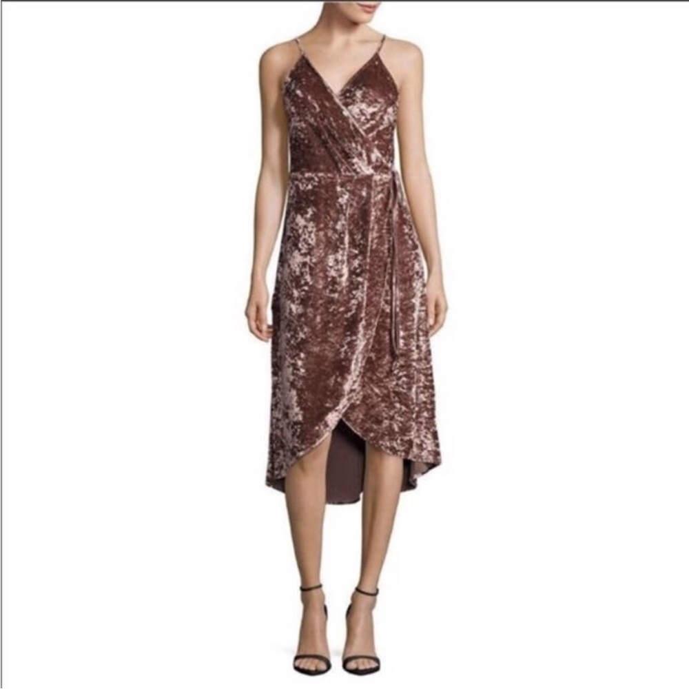 NWT Lord & Taylor design lab crushed velvet sleeveless mauve wear dress size lg